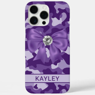 Blingy Purple Camouflage Personalised iPhone 16 Pro Max Case