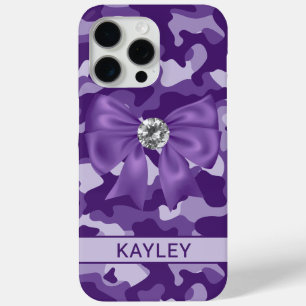Blingy Purple Camouflage Personalised iPhone 15 Pro Max Case