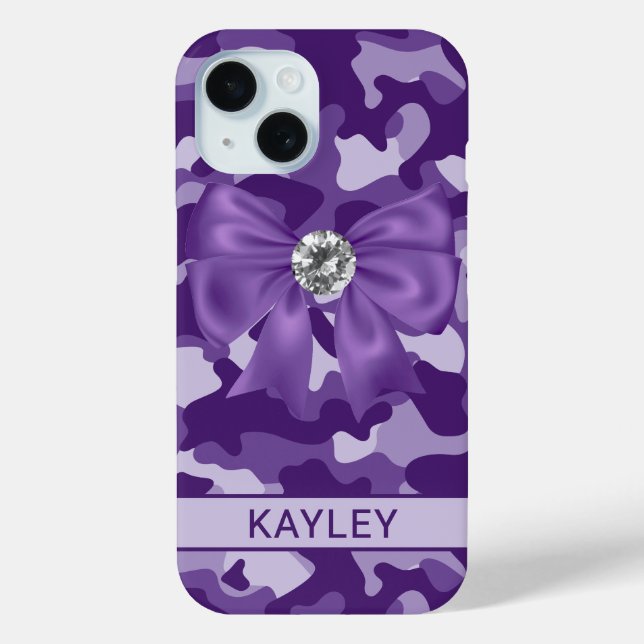 Blingy Purple Camouflage Personalised Case-Mate iPhone Case (Back)