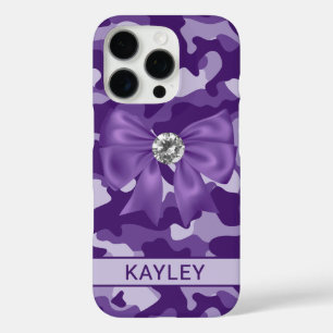 Blingy Purple Camouflage Personalised iPhone 16 Pro Case