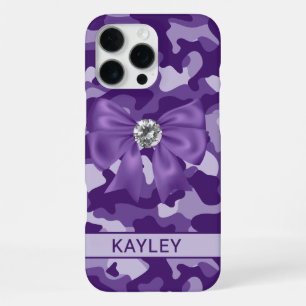 Blingy Purple Camouflage Personalised iPhone 16 Pro Max Case