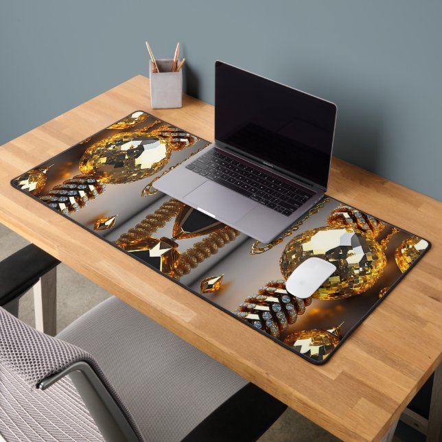 Blink! Beautiful chaos jewellery in gold  Desk Mat (Office 2)