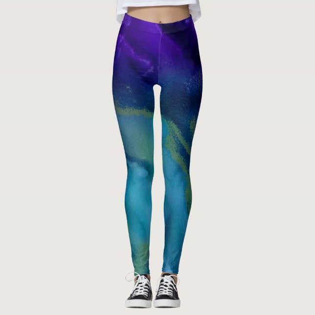 Blink of an Eye Leggings | Purple, Gold, Teal (Front)