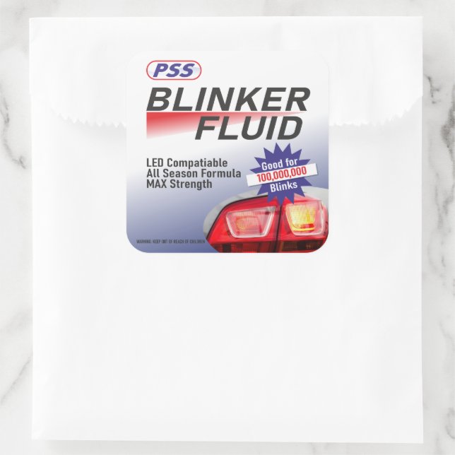Blinker Fluid sticker, used to prank people, joke  Square Sticker (Bag)