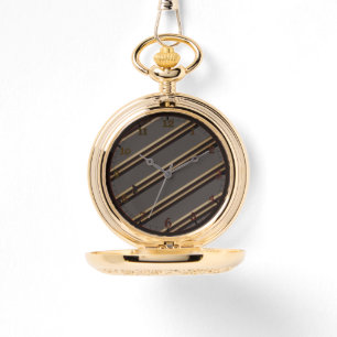 Blinky Bat Hide Stripe pattern Gold Pocket Watch