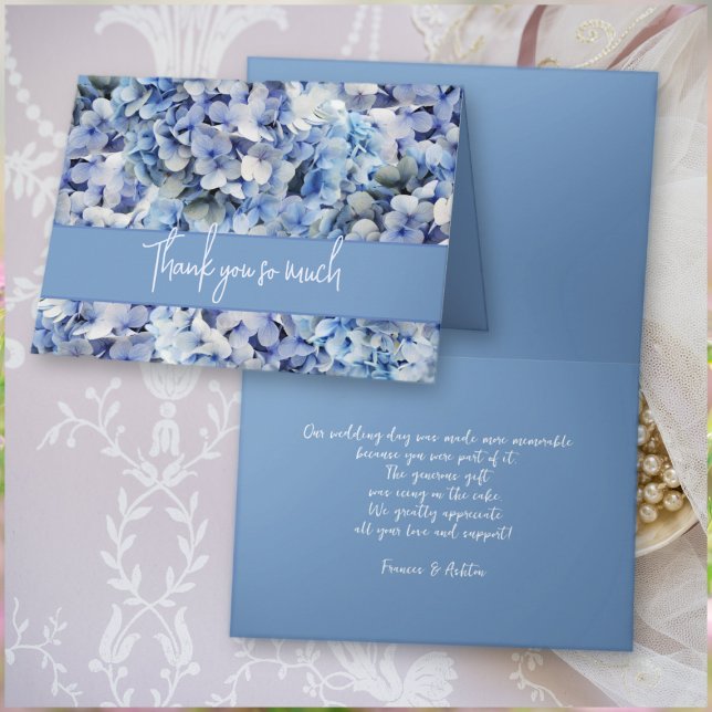 Bliss Blue Hydrangea Wedding Thank You Message Card (Creator Uploaded)