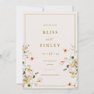 BLISS Floral Save The Date Minimal Wedding Card