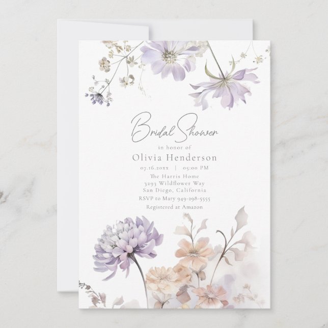 Bliss - Lilac and Lavender Bridal Shower Invitation (Front)