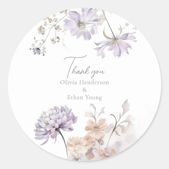 Bliss - Lilac and Lavender Wedding Classic Round Sticker (Front)
