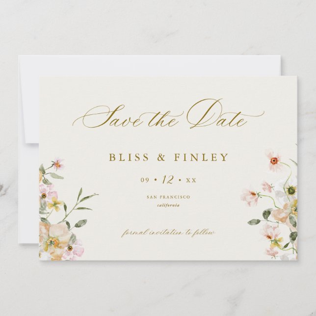 BLISS Pastel Save The Date Minimal Wedding Card (Front)