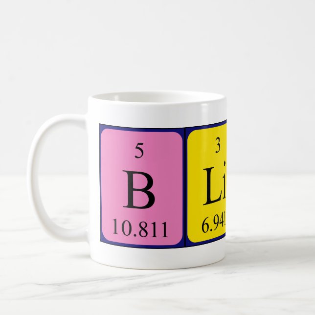 Bliss periodic table word mug (Left)