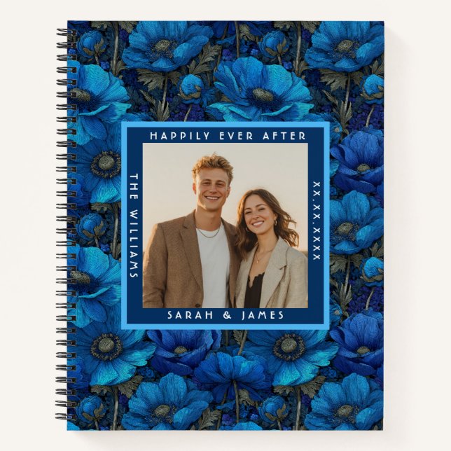 Blissful Anemones Floral Mountain Wedding Notebook (Front)
