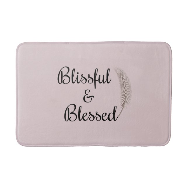 Blissful & blessed angel feather zen pink bathmat (Front)