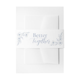 Blissful Blue Blooms Wedding Invitation Belly Band