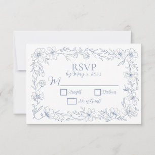 Blissful Blue Blooms Wedding RSVP Cards