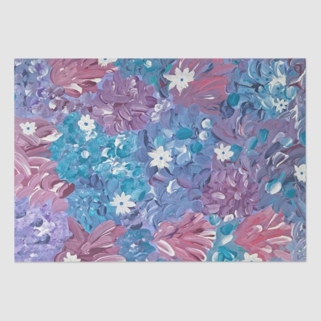 Blissful Blue Floral Tissue Paper (Front)