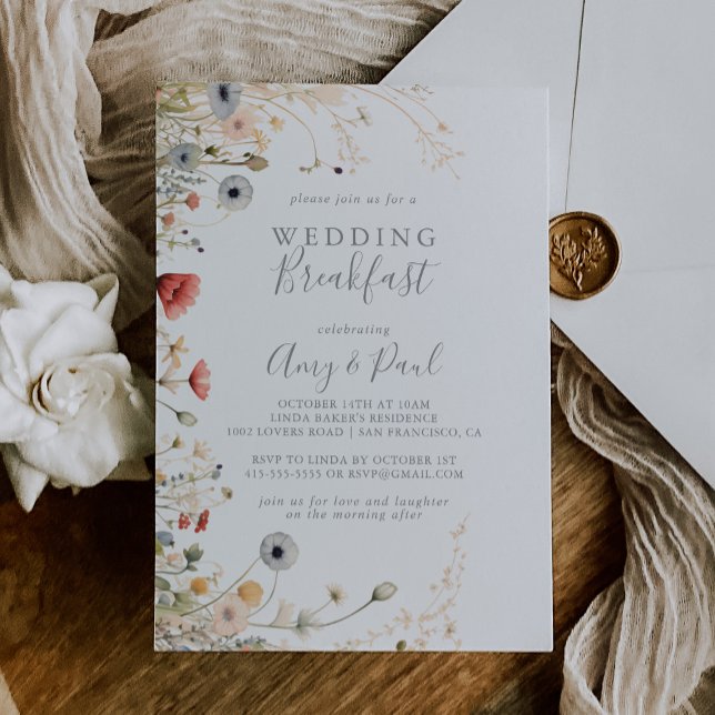 Blissful Boho Wildflower Wedding Breakfast Invitation (Creator Uploaded)