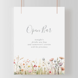 Blissful Boho Wildflower Wedding Open Bar Poster