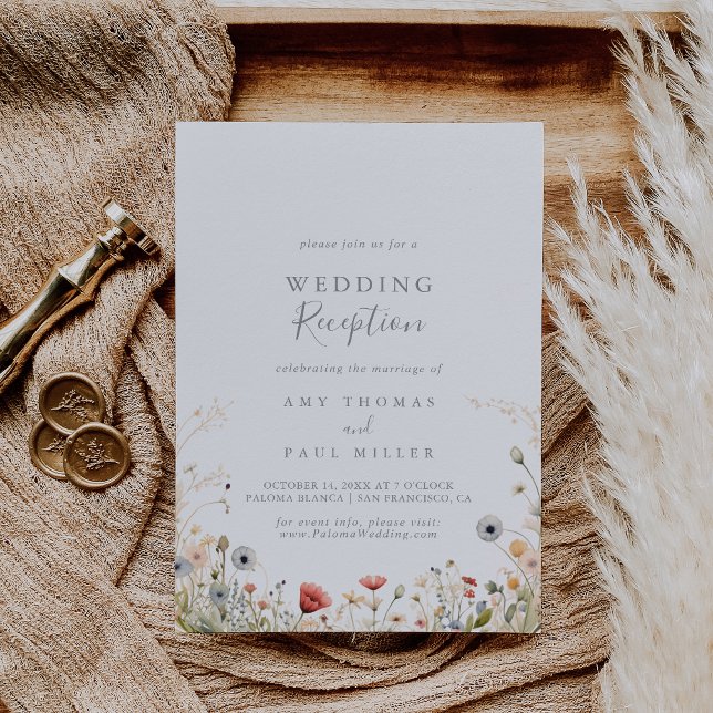 Blissful Boho Wildflower Wedding Reception Invitation (Creator Uploaded)
