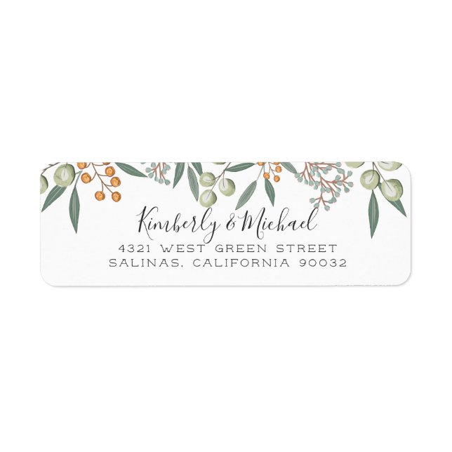 Blissful Bounty Botanical Wedding Return Address (Front)