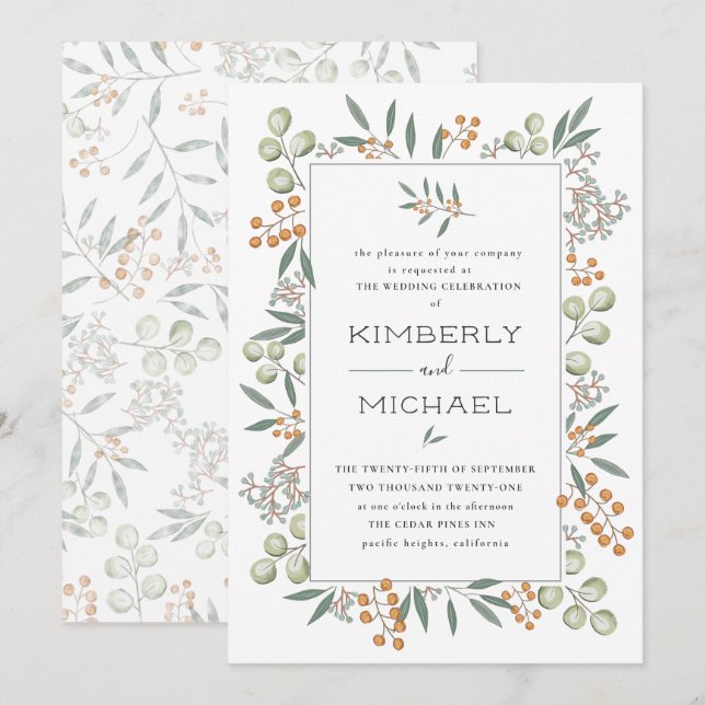 Blissful Bounty Botanical Wedding Suite Invitation (Front/Back)