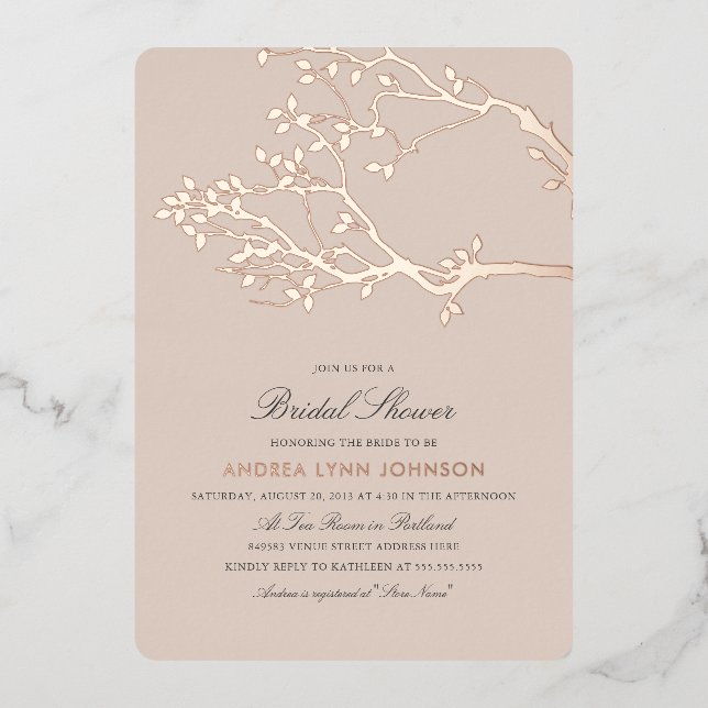 Blissful Branches Bridal Shower Rose Gold (Front)