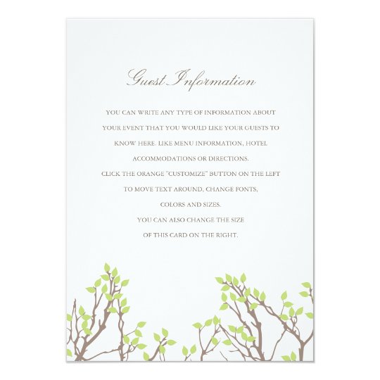 Blissful Branches Directions/Information Card