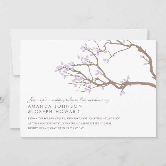 Blissful Branches Rehearsal Dinner Invitation (Front)