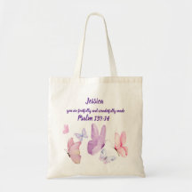 Blissful Butterfly Psalm 139:14 Tote Bag