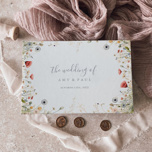 Blissful Colorful Boho Wildflower Wedding Guest Book