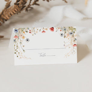 Blissful Colorful Boho Wildflower Wedding Place Card