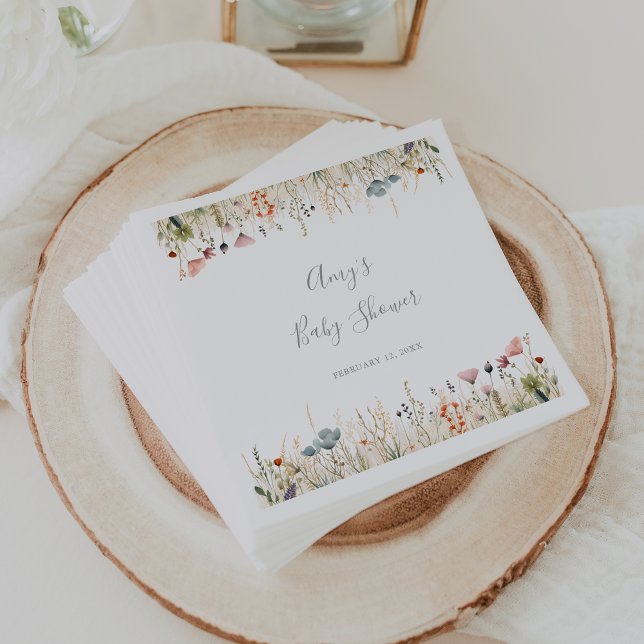 Blissful Colourful Boho Wildflower Baby Shower Napkin (Creator Uploaded)