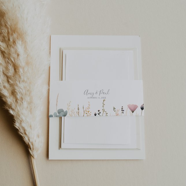 Blissful Colourful Boho Wildflower Wedding  Invitation Belly Band (Creator Uploaded)