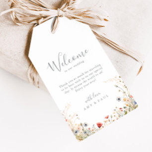 Blissful Colourful Boho Wildflower Wedding Welcome Gift Tags