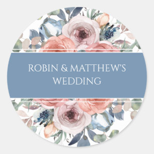Blissful Floral, Elegant Envelope Seal/ Favour Classic Round Sticker