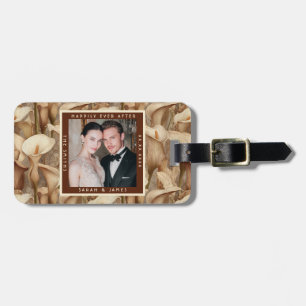 Blissful Ivory Calla Lilies Charm Elegant Wedding Luggage Tag