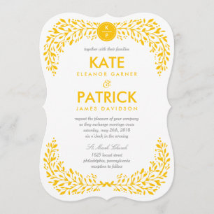 Blissful Laurel EDITABLE COLOR Wedding Invitation