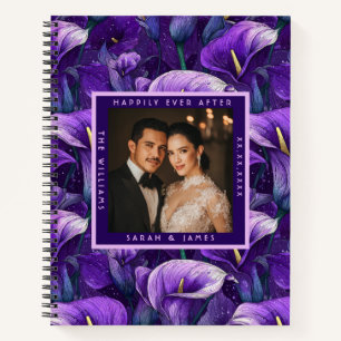 Blissful Purple Calla Lilies Flower Botanical Wedd Notebook