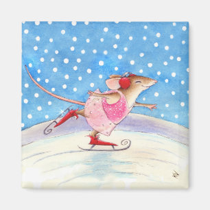 Blissful skating mouse magnet
