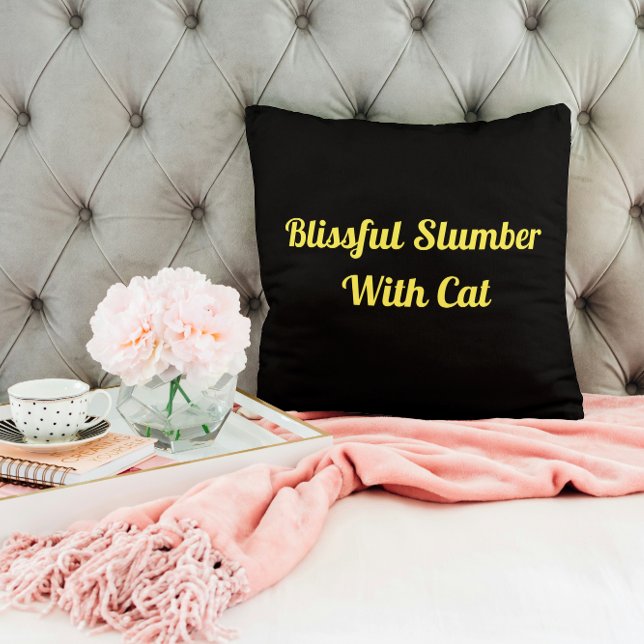 Blissful Slumber With Cat Personalised Pet Black Cushion (Creator Uploaded)