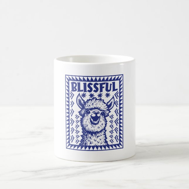 Blissful Smiling Alpaca - Embrace Happiness  Coffee Mug (Center)