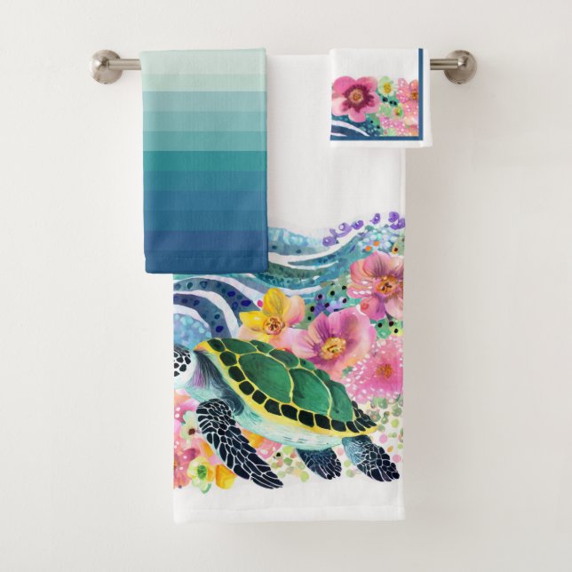 Blissful Waves & Turtle Customisable Towel Set (Insitu)