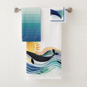 Blissful Waves & Whales Customisable Towel Set