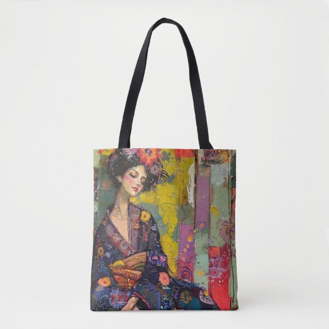 Blissful Woman in Kimono  Tote Bag (Front)