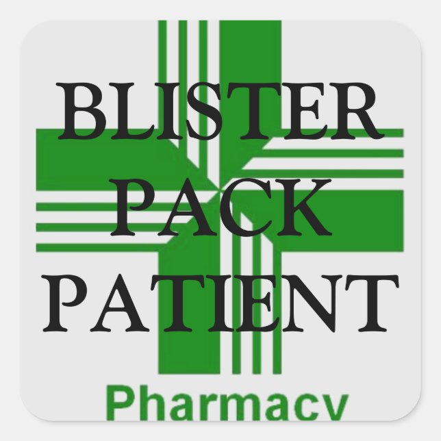 Blister pack patient Pharmacy sticker (Front)