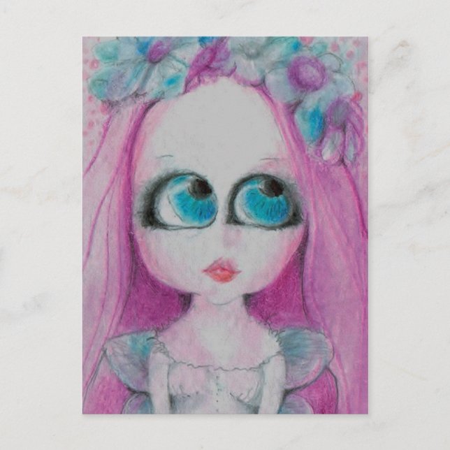 Blithe a Pink flower fairy silently wishing Postcard (Front)