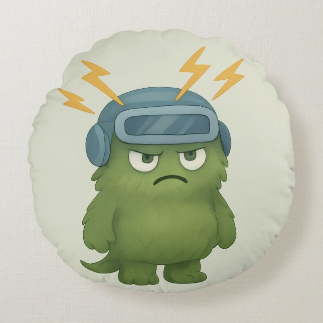 Blitz Kissen - The ADHD Monster in Hyperfocus Round Cushion (Front)