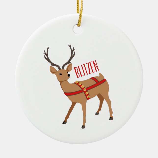 Blitzen Ceramic Tree Decoration (Front)