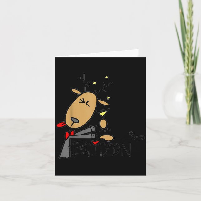 Blitzen Christmas Funny Reindeer  Card (Front)