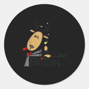 Blitzen Christmas Funny Reindeer  Classic Round Sticker